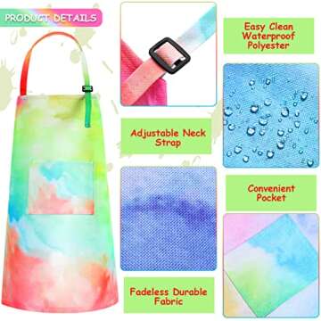 3 Pieces Tie Dye Art Apron For Kids Adjustable Painting Apron Kids Cooking Aprons cute Artist Tie Dye Apron With Pocket For Child Home Kindergarten Party Supplies Apron For Boys Girls, 3 Styles