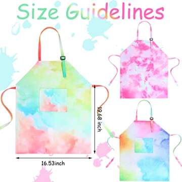 3 Pieces Tie Dye Art Apron For Kids Adjustable Painting Apron Kids Cooking Aprons cute Artist Tie Dye Apron With Pocket For Child Home Kindergarten Party Supplies Apron For Boys Girls, 3 Styles