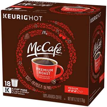 McCafe Premium Medium Roast Coffee Keurig K-Cup Pods, 18 count, 6.2 Oz (176g)