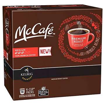 McCafe Premium Medium Roast Coffee Keurig K-Cup Pods, 18 count, 6.2 Oz (176g)