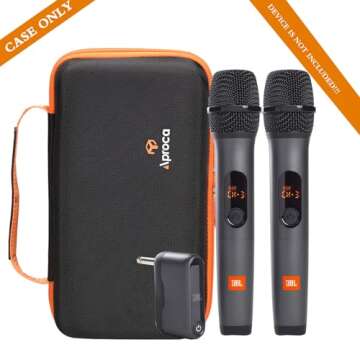 Aproca Black Portable Hard Storage Case, for JBL Wireless Two Microphone System and Accessories