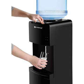 Water Coolers 5 Gallon Top Load,Hot/Cold Water Cooler Dispenser, Innovative Slim Design Energy Saving Freestanding with Child Safety Lock for Home or Office Black