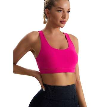 RUNNING GIRL Sports Bra for Women,High Impact Large Bust Padded Sports Bra Fitness Workout Running Yoga Tank Tops(WX2827 Bright Pink M)