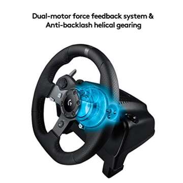 logitech G920 Dual-motor Feedback Driving Force USB Racing Wheel with Responsive Pedals for Xbox One (Renewed)