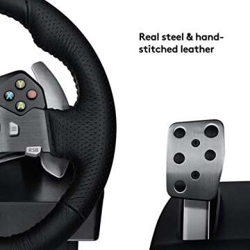 logitech G920 Dual-motor Feedback Driving Force USB Racing Wheel with Responsive Pedals for Xbox One (Renewed)