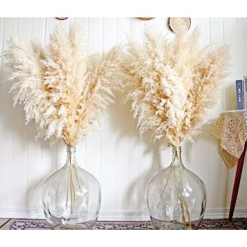 10pcs 40'' Pampas Grass Tall Decor - Pompas Floral, Tall Pampas Grass for Floor Vases, Living Room Floor, Floor Plants, Plumas para, and Grass Wall Decor