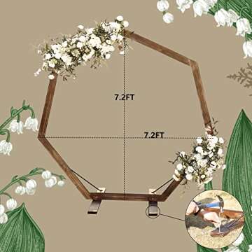 7.2FT Wedding Arch, Heptagonal Wedding Arch, Wedding Arches for Ceremony, Wedding Arch Frame for Garden Wedding Party Indoor Outdoor