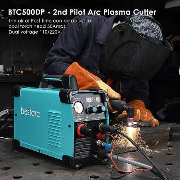 bestarc Plasma Cutter, Pilot Arc BTC500DP 2nd Generation 50Amps Dual Voltage 110/220V Plasma Cutting Machine (BTC500DP 110/220)