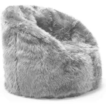 Gray Shag Fur Bean Chair