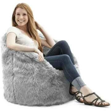 Gray Shag Fur Bean Chair