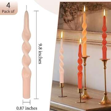 Orange Taper Candles 10 inch Unscented Spiral Candlesticks for Christmas Halloween Wedding Home Decor, Relaxation & All Occasions