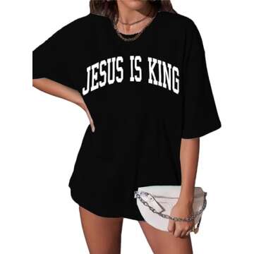 Christian Oversized Shirt Women Jesus Tshirt Jesus Love You Shirts Jesus Faith Tops Bible Verse Inspirational Tee Black