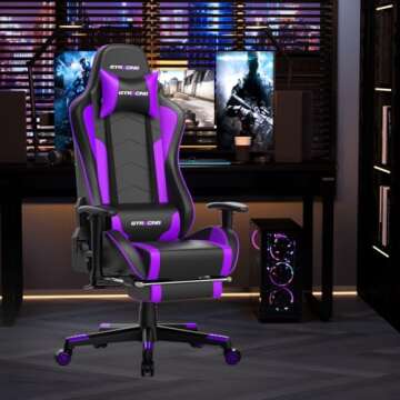 GTRACING Gaming Chair with Speaker and Footrest Office Computer Chairs Music Video Gamer Chair Heavy Duty Ergonomic Computer Office Desk Chair Purple