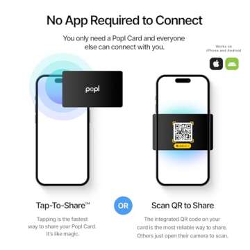 Popl Digital Business Card - Smart NFC Networking Card - Tap to Share - iPhone & Android (Black)