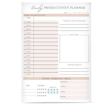 Anna Marie Collections Daily Planner Notepad, 52 Undated Tear-off Sheets, Productivity Planner Note Pad for Tasks, Habit Tracker, Daily To-Do List