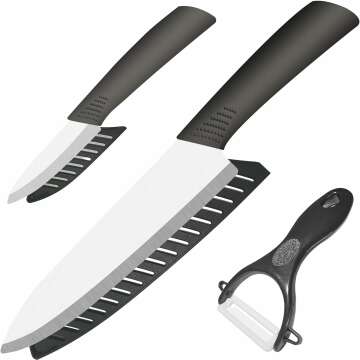 Ceramic Knife and Peeler Set - Essential Kitchen Tools for Food Prep