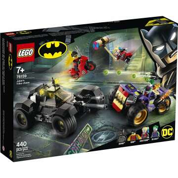 LEGO DC Batman Joker's Trike Chase 76159 Super-Hero Cars and Motorcycle Playset, Mini Shooting Batmobile Toy, for Fans of Batman, Robin, The JOKER and Harley Quinn (440 Pieces)