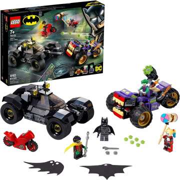 LEGO DC Batman Joker's Trike Chase 76159 Super-Hero Cars and Motorcycle Playset, Mini Shooting Batmobile Toy, for Fans of Batman, Robin, The JOKER and Harley Quinn (440 Pieces)