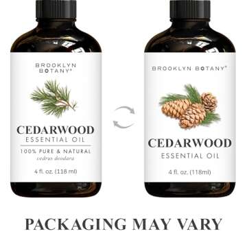 Brooklyn Botany Cedarwood Essential Oil - Huge 4 Fl Oz - 100% Pure and Natural - Premium Grade with Dropper - for Aromatherapy and Diffuser