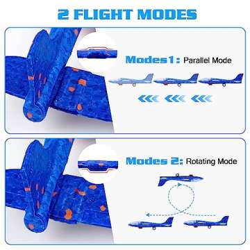 LJZJ 3 Pack Airplane Launcher Toys, 2 Flight Modes LED Foam Glider Catapult Plane, Outdoor Flying Toy for Kids, Birthday Gifts for Boy Girl 6+ Year Old, B-Day Party Supplies