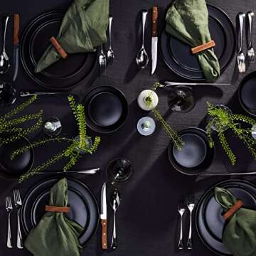 Stone Lain Coupe Dinnerware Set, Service For 4, Black Matte