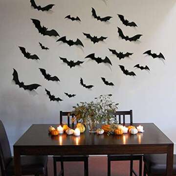 68Pcs Bat Wall Decor, Halloween Bats Decorations 3D Bats Wall Decor Realistic PVC Bats Stickers for Outdoor DIY Home Decor Party Supplies