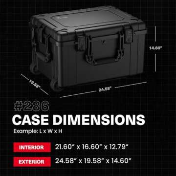 Condition 1 25" Large Rolling Hard Travel Storage Case Model 286 with Wheels and Handle, Waterproof TSA Friendly, Made in USA, 24.58"x19.58"x14.60" Black