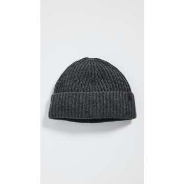 Vince Mens Cashmere Blend Shaker Stitch Knit Hat,Charcoal,OS