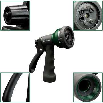 AUTOMAN-Garden-Hose-Nozzle-2PK,ABS Water Spray Nozzle with Heavy Duty 7 Adjustable Watering Patterns,Slip Resistant for Watering Plants,Lawn& Garden,Washing Cars,Cleaning,Showering Pets & Outdoor Fun