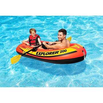 Intex Explorer 200 Inflatable 2 Person River Boat Raft Set with 2 Oars & Pump