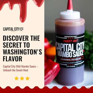 Capital City Mambo Sauce Sweet Hot, Washington DC Wing Sauces, Perfect Condiment for Wings Chicken Pork Beef Seafood Burgers Rice or Noodles, 12oz (2 Pack)