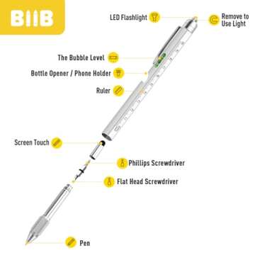 BIIB Valentines Day Gifts for Him, 9 in 1 Multitool Pen Gifts for Men, Valentines Day Gifts for Husband, Boyfriend, Dad, Unique Mens Valentines Gifts, Birthday Gifts for Men, Cool Gadgets for Men