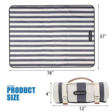 G GOOD GAIN Waterproof Picnic Blanket Portable with Carry Strap for Beach Mat or Family Outdoor Camping Party (Berry Blue)