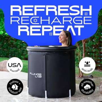 Plunge Lab Cold Plunge Tub XL with 2-Pack Large Ice Cube Molds, Portable Ice Bath Tub for Athletes, Indoor Outdoor Recovery, 90 Gallon Capacity, Cold Tub for Ice Baths at Home - Easy Install