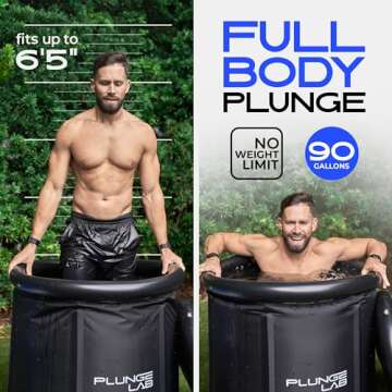 Plunge Lab Cold Plunge Tub XL with 2-Pack Large Ice Cube Molds, Portable Ice Bath Tub for Athletes, Indoor Outdoor Recovery, 90 Gallon Capacity, Cold Tub for Ice Baths at Home - Easy Install