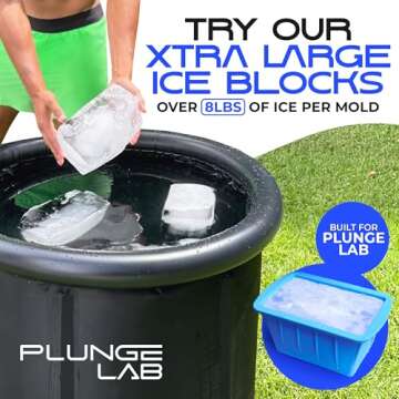 Plunge Lab Cold Plunge Tub XL with 2-Pack Large Ice Cube Molds, Portable Ice Bath Tub for Athletes, Indoor Outdoor Recovery, 90 Gallon Capacity, Cold Tub for Ice Baths at Home - Easy Install