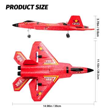 ANTSIR Remote Control Plane F-22 Raptor, 2.4Ghz Smart Gyroscope RC Airplane with Light Strip, Jet Fighter Toy Gift for Kids Beginner (Red)