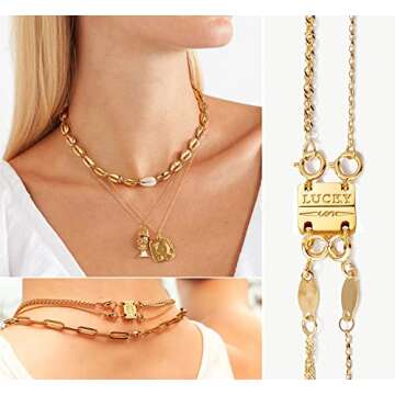 Dailyacc Lucky Necklace Layering Clasp 18K Gold and Silver Strong Multiple Necklace Clasps For Layered Separator