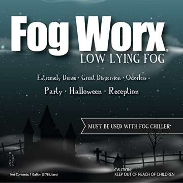 Fogworx Low Lying Fog Juice, Low lying Indoor-Outdoor Fog, Designed Fog Chillers, Ground Foggers and Low Lying Fog Generators, 1 Gallon