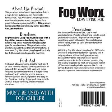 Fogworx Low Lying Fog Juice, Low lying Indoor-Outdoor Fog, Designed Fog Chillers, Ground Foggers and Low Lying Fog Generators, 1 Gallon