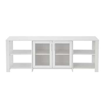 Panana 2 Doors TV Stand Television Stands Cabinet 4 Open Cubby Storage for Living Room for TVs up to 70 Inches (White)