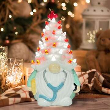 Nurse Gifts for Women - Ceramic Christmas Tree & Gnome Decor