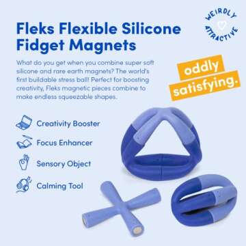 Speks Fleks Silicone - Fun Desk Toy for Adults & Teens 14+ | Sensory Gadget, Christmas Gift, Holiday Stocking Stuffer, Stress Relief Present, Office Desk Toy | 6-Piece Set, Bluegrass