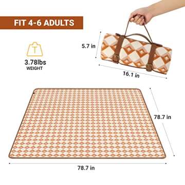 KingCamp Outdoor Picnic Blanket Waterproof Camping Blanket Large Beach Blanket Sandproof Picnic Mat Thick Fleece Stadium Blanket Portable Picnic Rug Outdoor Blanket for Grass Sports Park(78x78in)