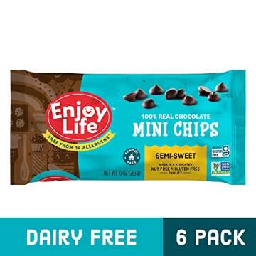 Enjoy Life Semi-Sweet Mini Chocolate Chips, Baking Chocolate Chips Bundle, Vegan, Dairy Free, Gluten Free, Nut Free, Kosher, Soy Free Allergy Friendly, 6 Bags (10 oz Each)