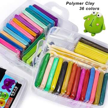 CiaraQ Polymer Clay 36 Colors, Modeling Clay Starter Kits for Kids, Oven Baked Model Clay with Sculpting Tools, Safe and Non-Toxic, Great for Children and Artists