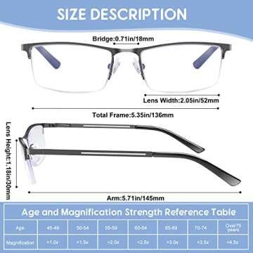 KONHAGO Men's Blue Light Blocking Reading Glasses