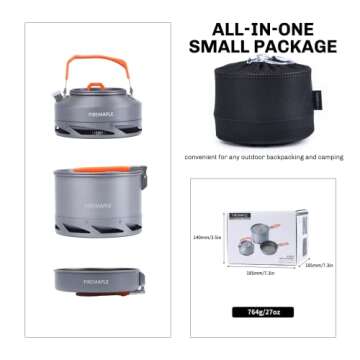 Fire-Maple Feast Heat Exchanger Set | Compact Camping Cooking Set | Nested Design | Contain with a Pot, Kettle and Non-Stick Frypan | Ideal for Fishing, Picnic and Camp use