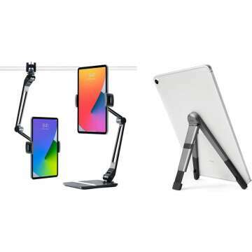Twelve South HoverBar Duo for iPad/iPad Pro/Tablets | Adjustable Arm & Compass Pro for iPad | Portable Display Stand with 3 Viewing/Typing Angles iPad and iPad Pro