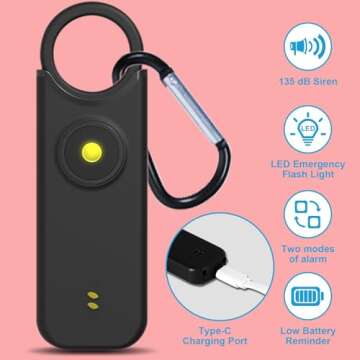 Personal Safety Alarm by WomenSiren Self Defense, LED Strobe Light, 135dB Siren Alarm for Women, Children & Elderly